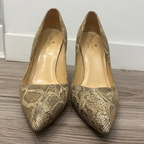 Kate Spade Gold Snakeskin Pumps Size 6.5 - Picture 5 of 5